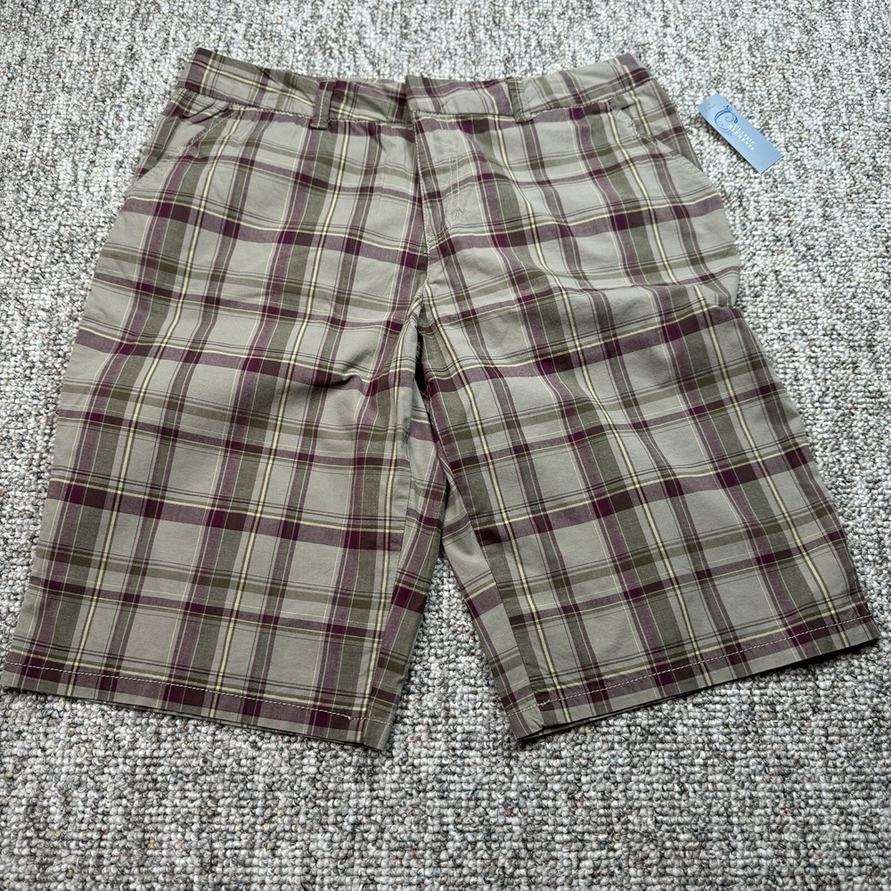 Classic Elements Shorts Womens Size 12 Fits 32x13 Plaid Brown Purple NWT